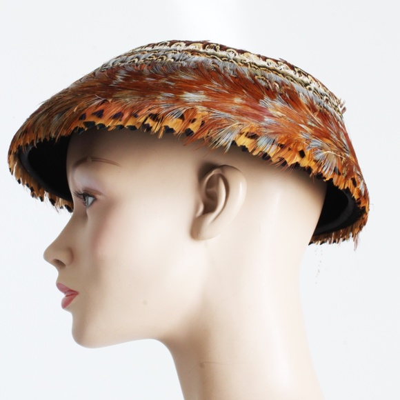 Vintage Dana Marte Original Hat with Feathers Mushroom Style Rare Retro 60s main image 12